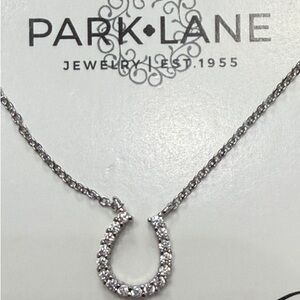 Park Lane Silver Tone Horseshoe Necklace Cubic Zirconia Lucky Charm Pendant